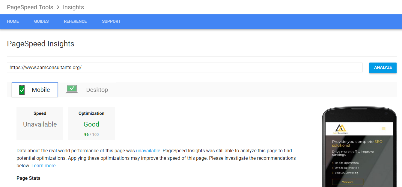 PageSpeed Insights seo tool