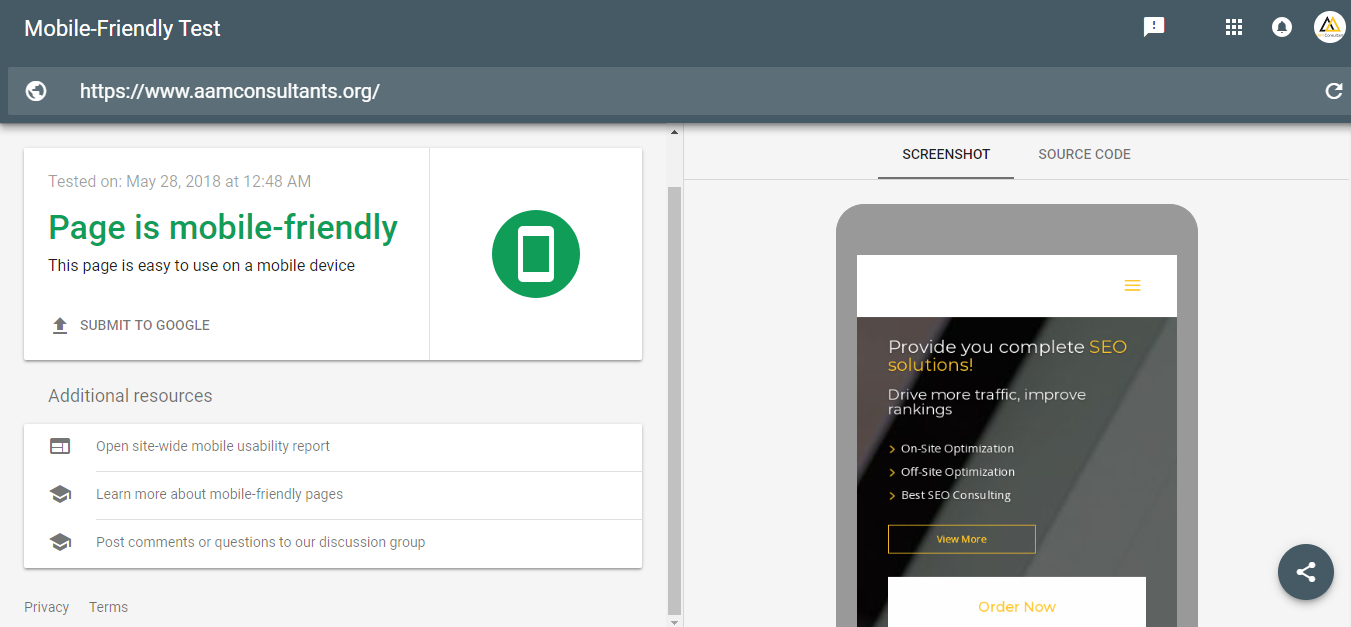 mobile friendly test with google seo tool