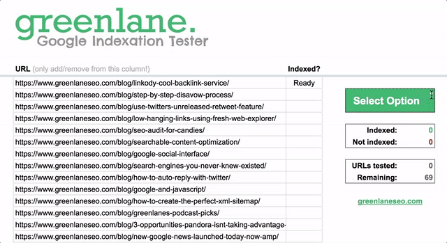Google Indexation Tester